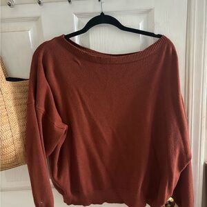 Burnt orange off the shoulder top